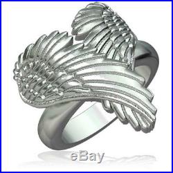 Large Angel Heart Wings Ring, Wings Of Love, 22mm in 14K White Gold