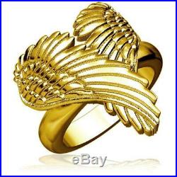 Large Angel Heart Wings Ring, Wings Of Love, 22mm in 14K Yellow Gold