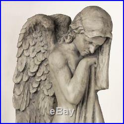 Large Angel Wall Plaque Distressed Style Antiqued Wall Mounted Hanging / Statue