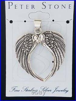 Large Angel Wing Sterling Silver Pendant by Peter Stone Unique Fine Jewelry