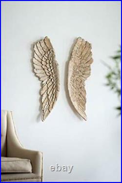 Large Angel Wings Decor Distressed Antique Finish Realistic Wood Texture Hanging