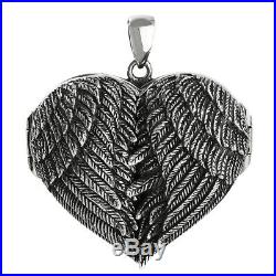 Large Angel Wings Heart Locket 925 Sterling Silver Memorial Gift NEW