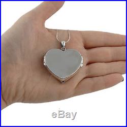 Large Angel Wings Heart Locket Necklace 925 Sterling Silver Memorial Gift SN