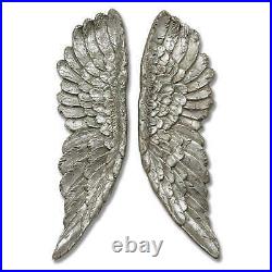 Large Angel Wings Wall Mounted 61cm Antique Silver Wall Hanging Home Deco