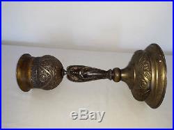 Large Antique Religious Brass Chalice Angel Wings Handle