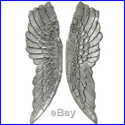 Large Antique Silver Angel Wings Wall Hanging Art Decoration Ornament