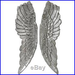 Large Antique Silver Angel Wings Wall Hanging Art Decoration Ornament. Brand New