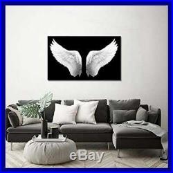 Large BLACK & WHITE Canvas Prints Angel Wings Wall Art Contempor
