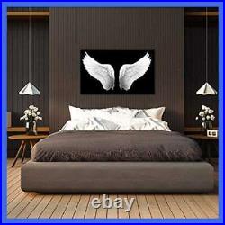 Large BLACK & WHITE Canvas Prints Angel Wings Wall Art Contemporary Painting For