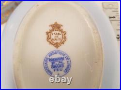 Large Barbotine Limoge France Porcelain Egg Trinket Box Angel W Wings Vintage