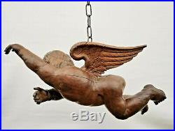 Large Beautiful Antique Carved Barok winged Angel in wood