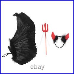 (Large Black Demon Set Of Three) Devil Angel Wing Set 3 Pack Handcrafted