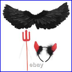 (Large Black Demon Set Of Three) Devil Angel Wing Set 3 Pack Handcrafted