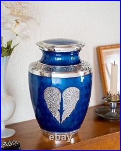 Large Blue Urn Angel Wings with 4 Small Keepsakes