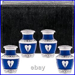 Large Blue Urn Angel Wings with 4 Small Keepsakes