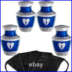 Large Blue Urn Angel Wings with 4 Small Keepsakes