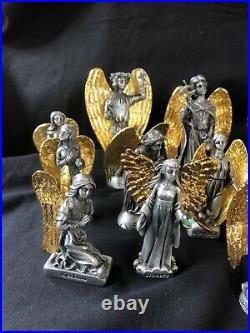 Large Collection of tin angels with gilded wings. Beautiful for christmas