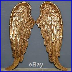 Large Gold Effect Angel Wings Wall Mounted Plaque Decoration Ornament