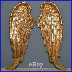 Large Gold Effect Angel Wings Wall Mounted Spiritual Home Decor H46cm 42009