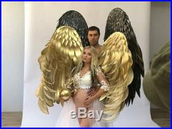 Large Golden Heaven Angel wings Halloween Bridal Cosplay Costume adult festival