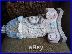 Large Hand Carved Wood Baroque Style Winged Angel Cherub corbel Scone