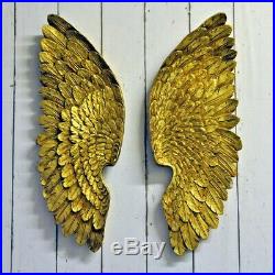 Large Hanging Gold Angel Wings Antique Reproduction Romantic Wall Art