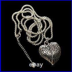Large Heavy Modern Tocara 36 Inch Necklace With Angel Wings Heart Pendant NM/M