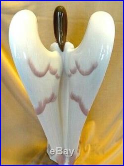 Large Lladro Figurine Praying Angel with Mauve Accents in Wings 1997