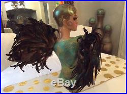 Large Mannequin Jewelry Hat Display Turquoise Angel Handpainted Removable Wings