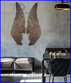 Large Metal Angel Wings Pair of Gold Coloured Solid Iron Wings Elegant Wall Art