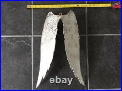Large Metal Angel Wings Wall Decor Distressed in White Grey Christmas