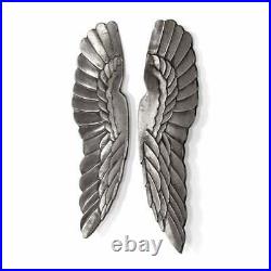Large Metal Angel Wings Wall Hanging Silver Galvanized Decor Rustic Feather New