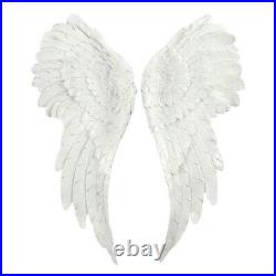 Large Pair Angel Wings White Glitter 54cm Wall Art Hanging Home Decoration Decor