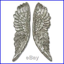 Large Pair Of Angel Wings Antique Silver Ornate Wall Hanging 60 cm