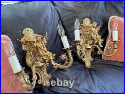 Large Pair Of Wall Lights French Louis Xvi Winged Angel