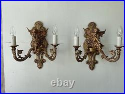 Large Pair Of Wall Lights French Louis Xvi Winged Angel