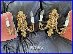 Large Pair Of Wall Lights French Louis Xvi Winged Angel