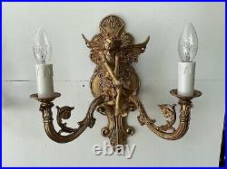 Large Pair Of Wall Lights French Louis Xvi Winged Angel