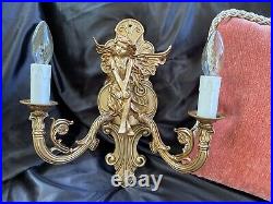 Large Pair Of Wall Lights French Louis Xvi Winged Angel