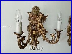 Large Pair Of Wall Lights French Louis Xvi Winged Angel