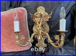 Large Pair Of Wall Lights French Louis Xvi Winged Angel