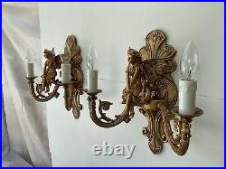 Large Pair Of Wall Lights French Louis Xvi Winged Angel