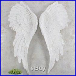 Large Pair of ANGEL WINGS White GLITTER Ornate Wall Art Hanging Home Decor