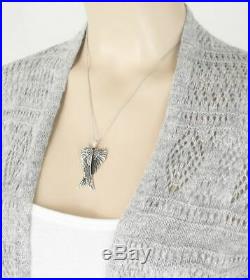 Large Pair of Angel Wings Necklace Antiqued Sterling Silver with Quote Card wh195