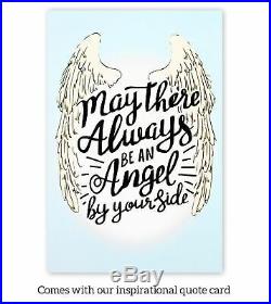 Large Pair of Angel Wings Necklace Antiqued Sterling Silver with Quote Card wh195