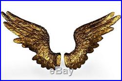 Large Pair of Antique Gold Angel Wings Wall Hanging Art Decor Wing Sculpture