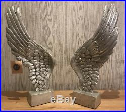 Large Pair of Antique Silver Freestanding Angel Wings Ornament 49.5cm In Height