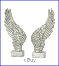 Large Pair of Antique Silver Freestanding Angel Wings Ornament 49.5cm In Height
