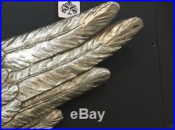 Large Pair of Decorative Antique Silver Angel Wings Wall Hangings 58cm Wide Each