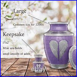 Large Purple Urn Angel Wings with 4 Small Keepsakes